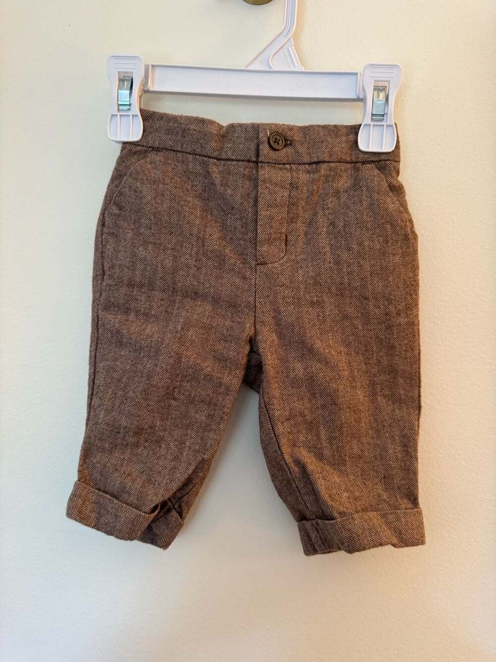 Janie And Jack Pants Size 0 To 3 Months Brown Herringbone